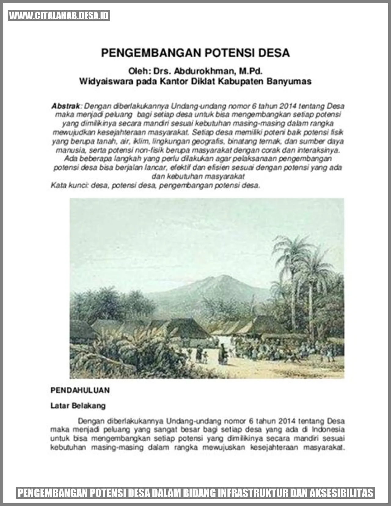 Pengembangan Potensi Desa dalam Bidang Infrastruktur dan Aksesibilitas